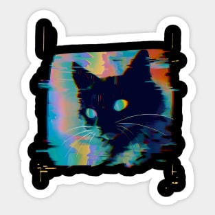 Psychedelic Weirdcore Cat Sticker